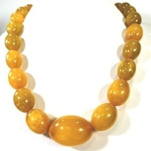 Authentic Baltic Amber Egg Yolk Necklace Beads 135g Hidden Barrel Clasp 135g 24"